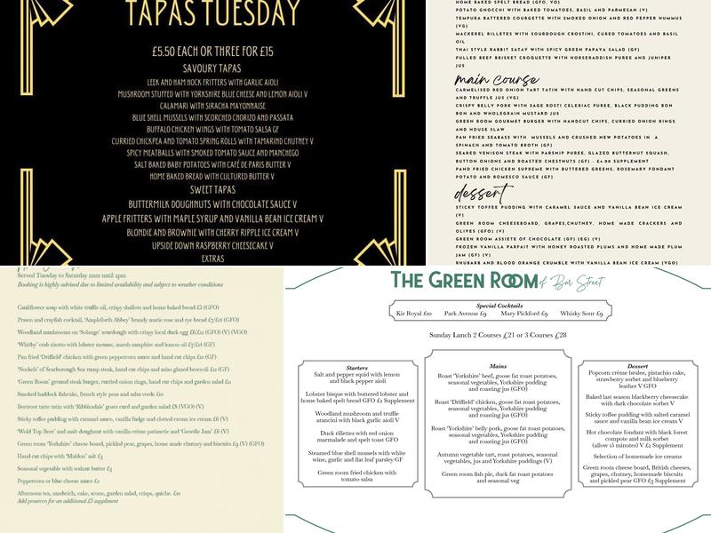 The Green Room of bar street Menu