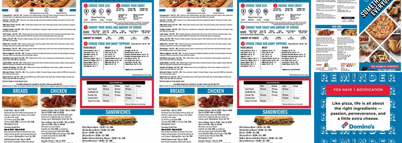 Domino's Pizza Menu