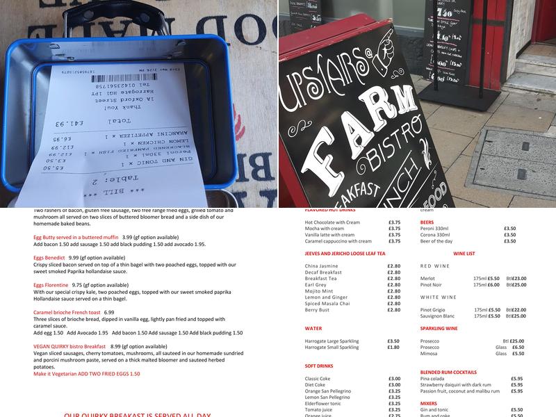 Quirky Farm Bistro Oxford Street Harrogate Menu