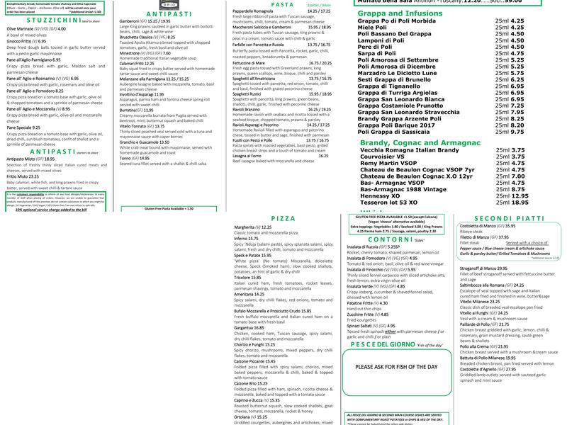 Gianni's Brio Restaurant and Pizzeria Menu