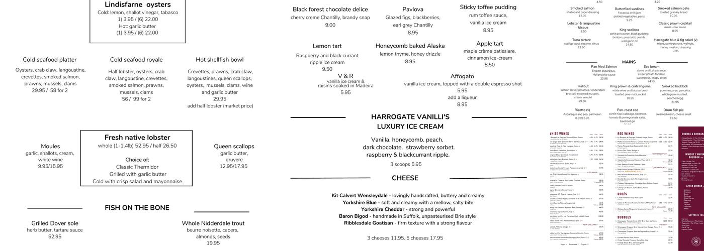 The Drum & Monkey - Harrogate Menu