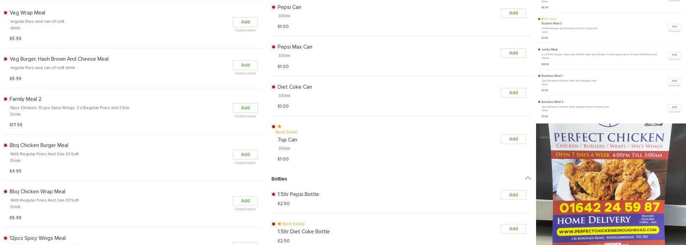 Perfect Chicken Menu