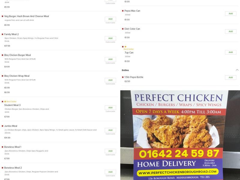 Perfect Chicken Menu