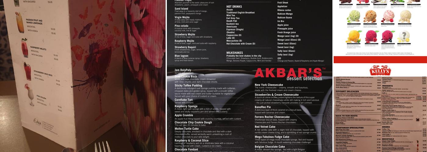 Akbar's Restaurant Menu