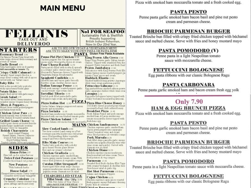 Fellini's Menu