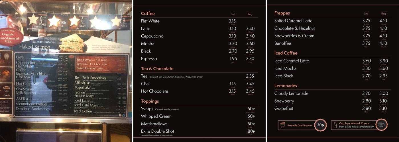 AMT Coffee York Menu
