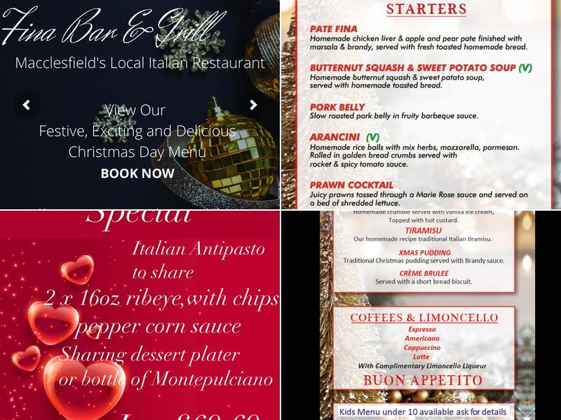 Fina Bar & Grill Menu