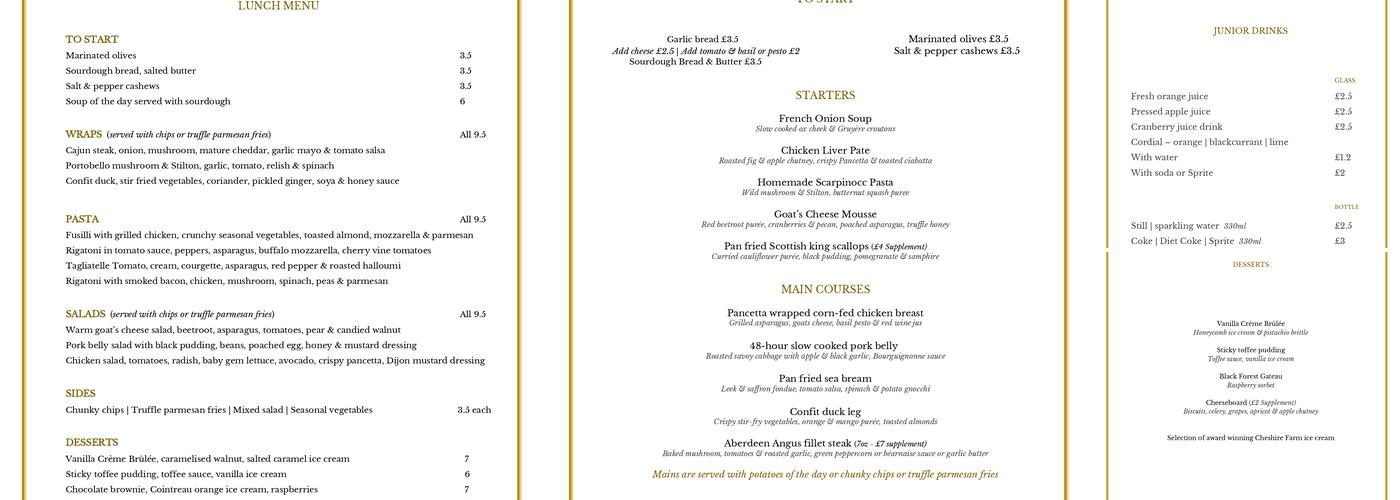 Chestergate Bistro Menu