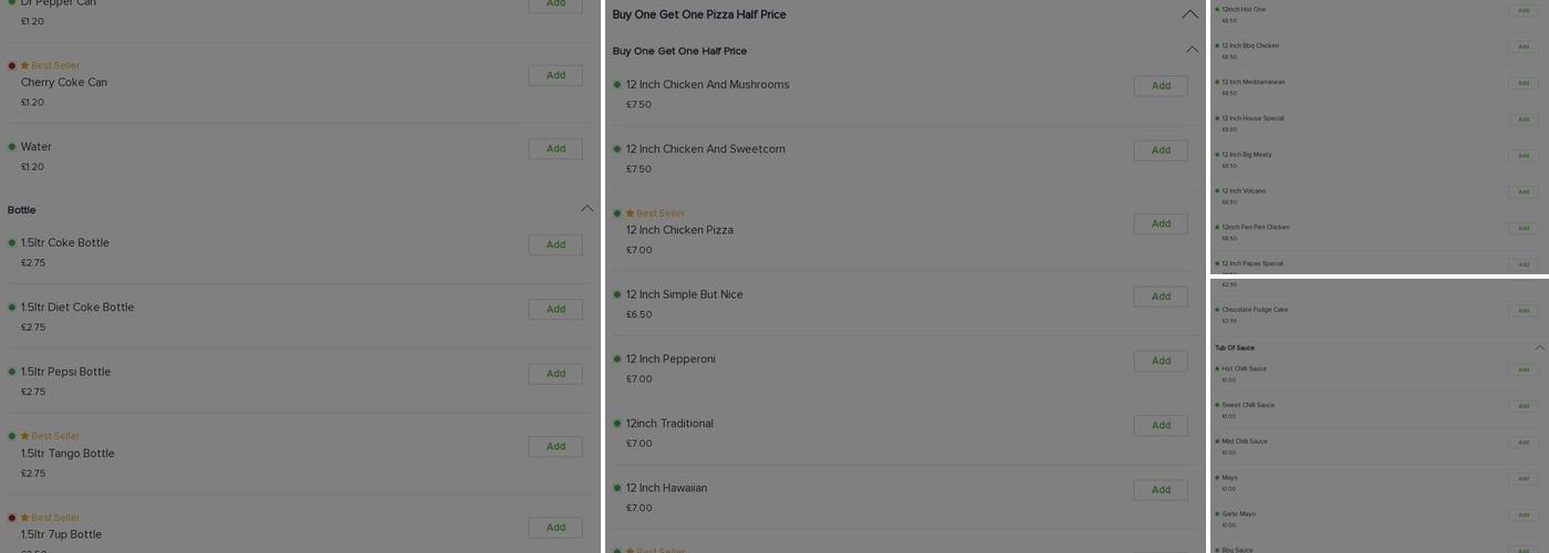 American Papas Pizzeria Menu