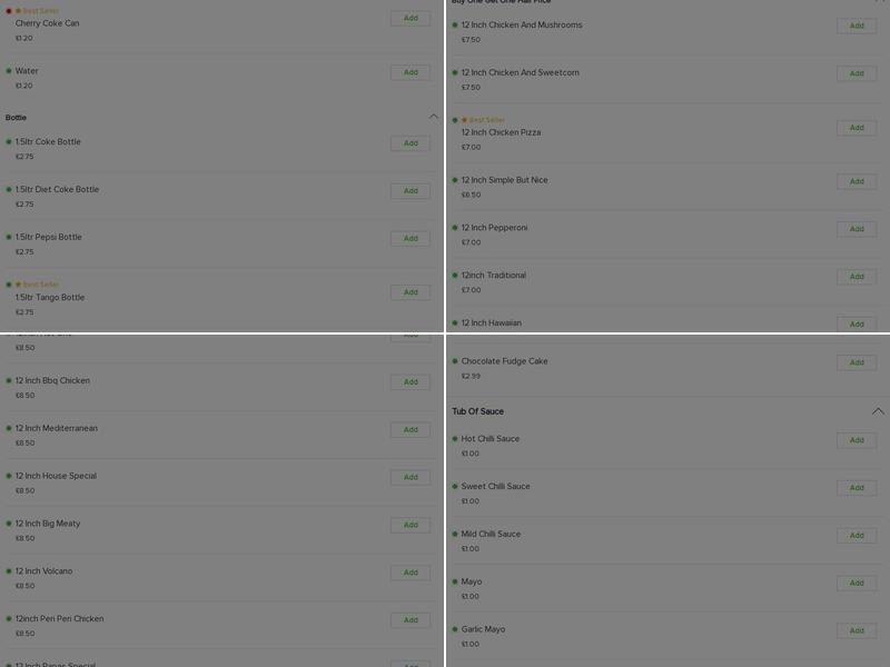 American Papas Pizzeria Menu