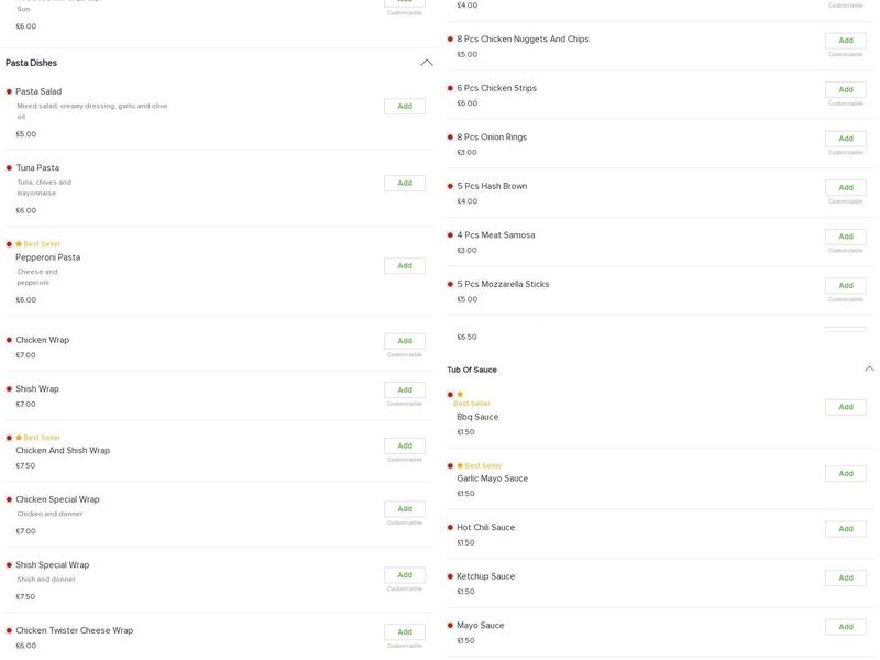 Hollywood Pizza-Burgers-Kebabs Menu