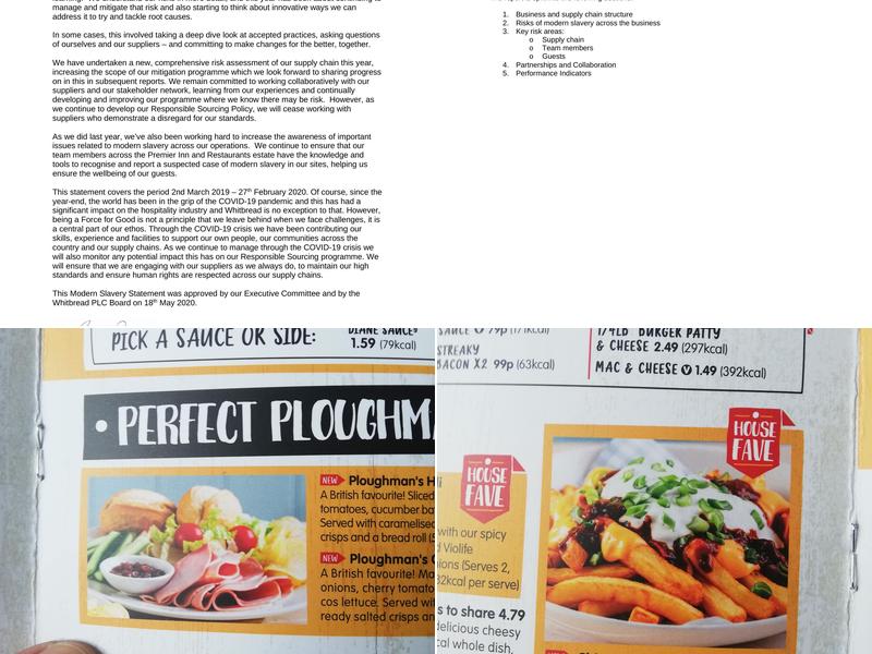 Premier Inn Crewe Central hotel Menu