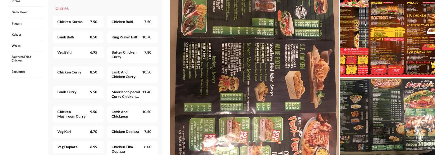 Moorlands Fast Food & Grill Kebab Menu