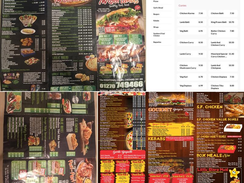 Moorlands Fast Food & Grill Kebab Menu