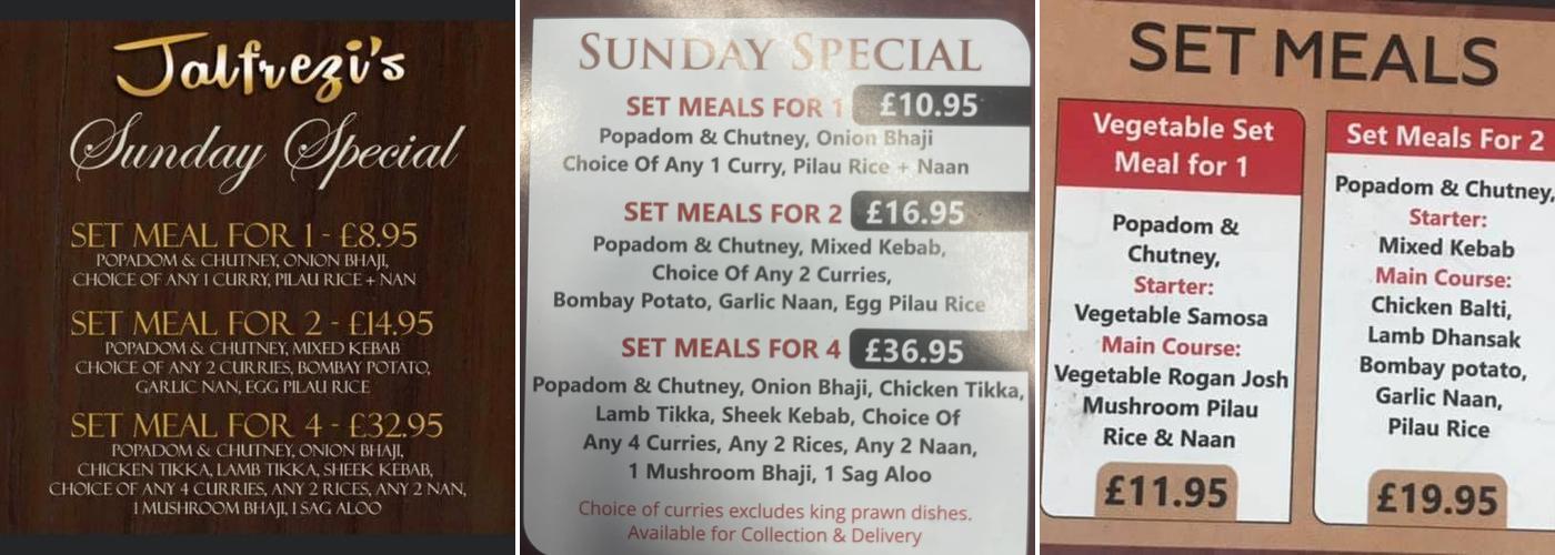 Jalfrezi Curry House Menu