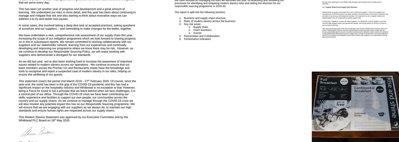 Premier Inn Chester (Railway Station) hotel Menu