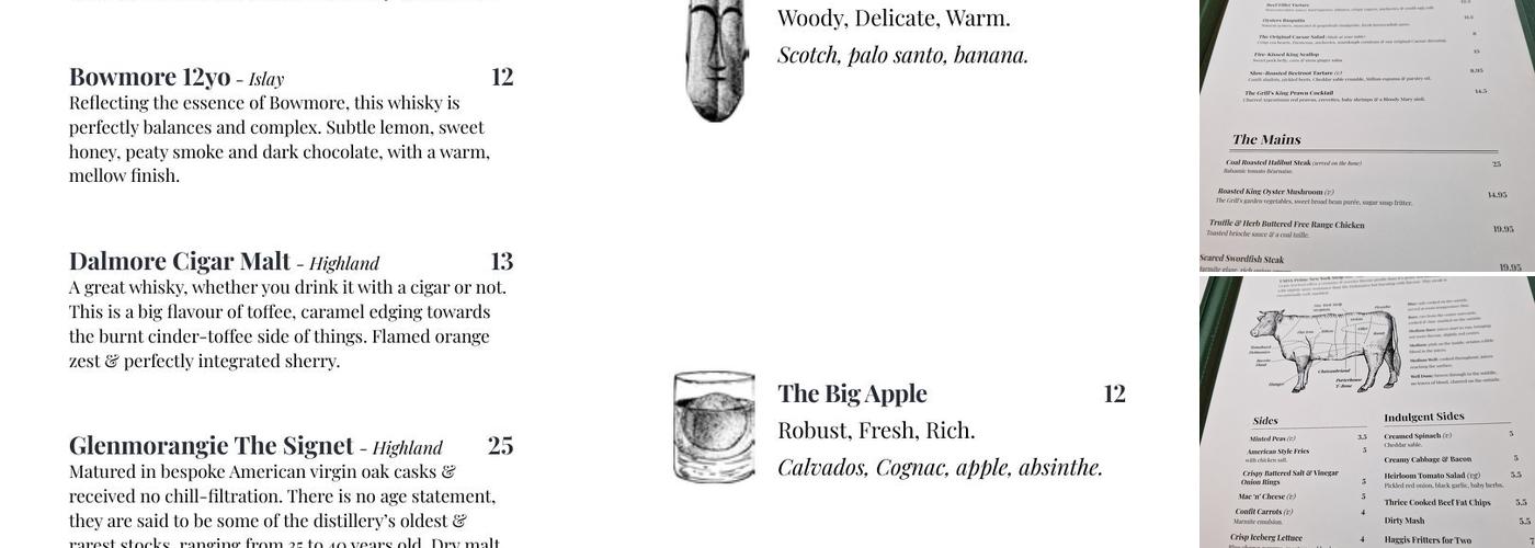 Upstairs At The Grill Menu