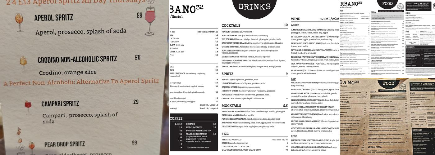 Urbano 32 Menu