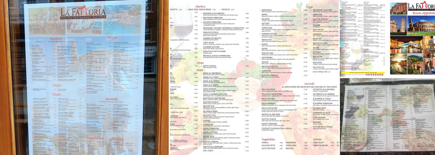La Fattoria Menu