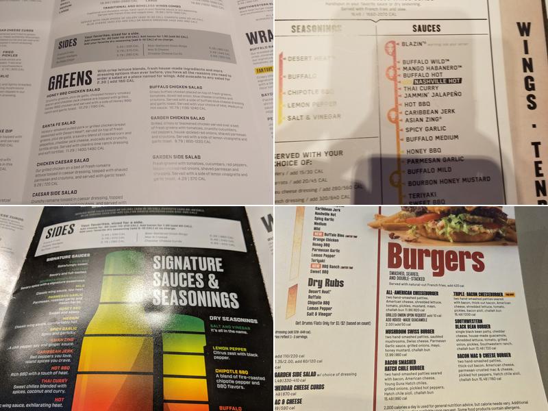Buffalo Wild Wings Menu