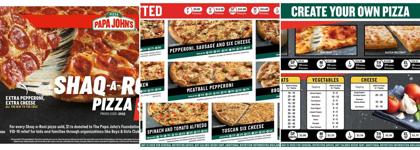 Papa Johns Pizza Menu