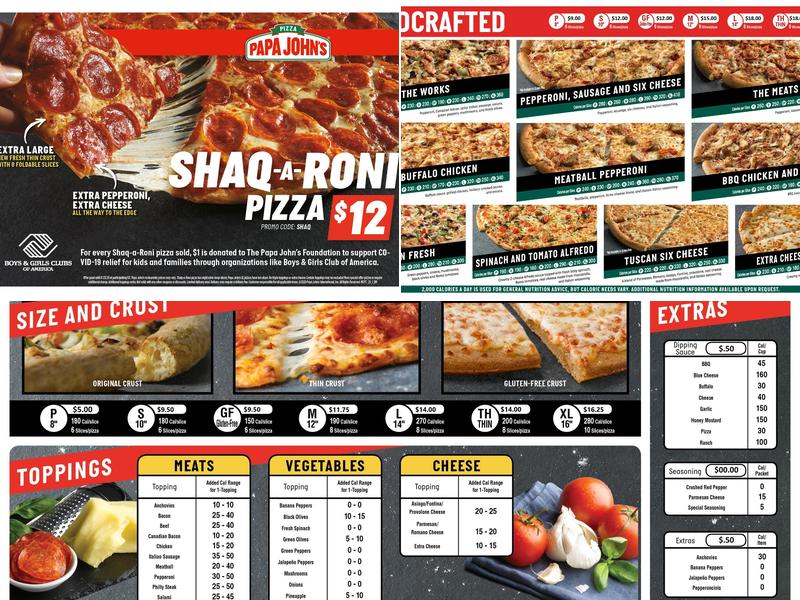 Papa Johns Pizza Menu