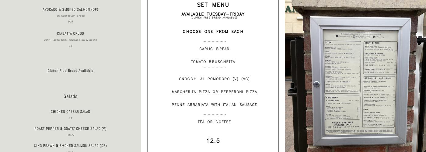 The Higgins Pantry Menu