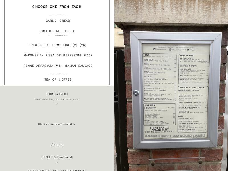 The Higgins Pantry Menu