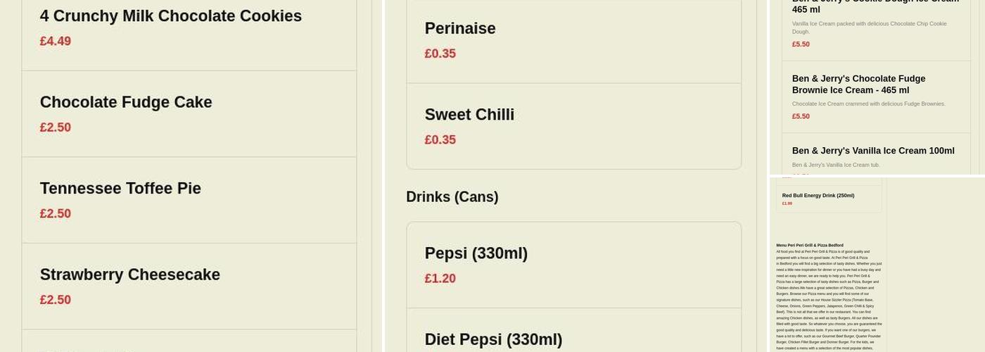 Peri peri grill & pizza Menu