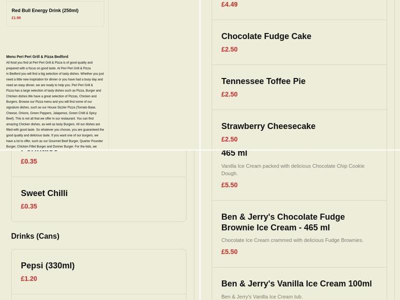 Peri peri grill & pizza Menu