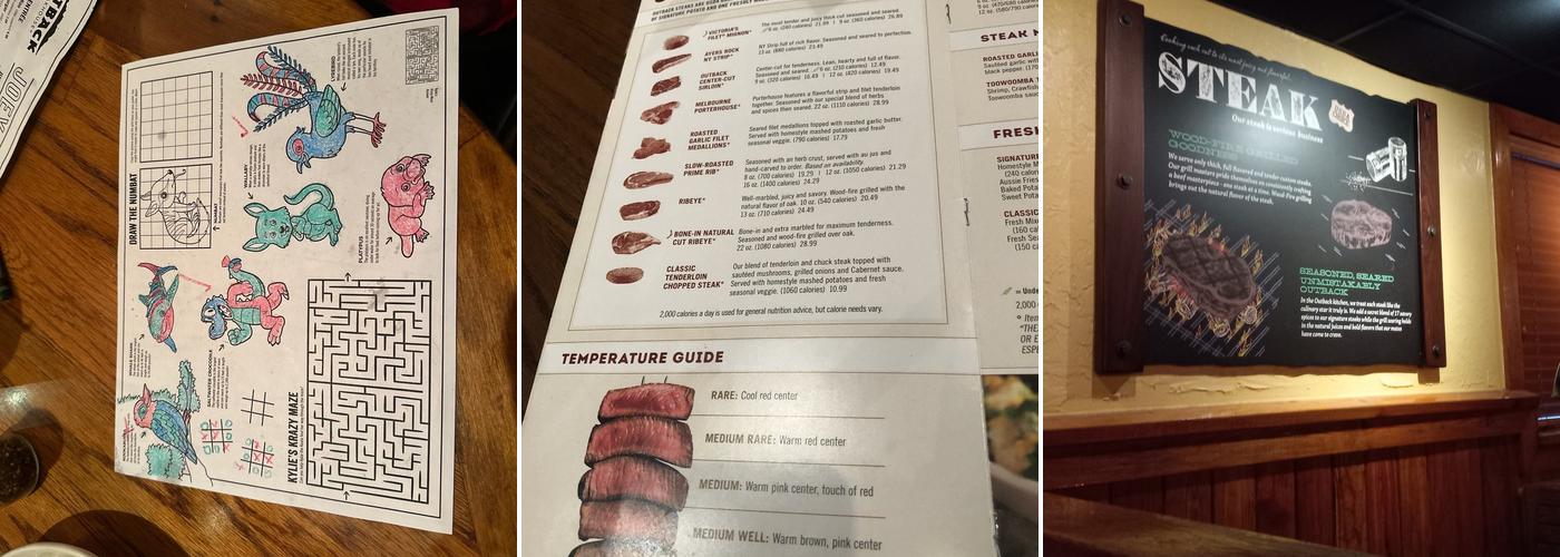 Outback Steakhouse Menu