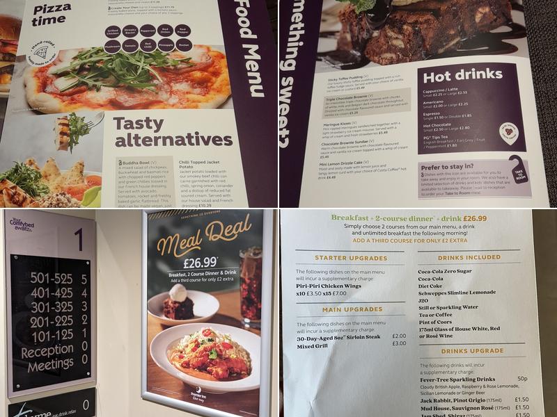 Premier Inn Luton Town Centre hotel Menu