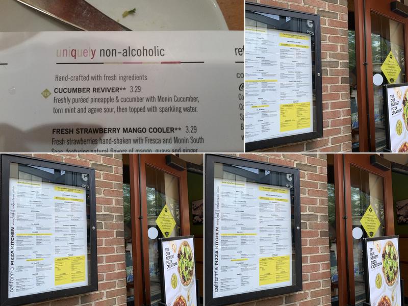 California Pizza Kitchen at Short Pump Menu