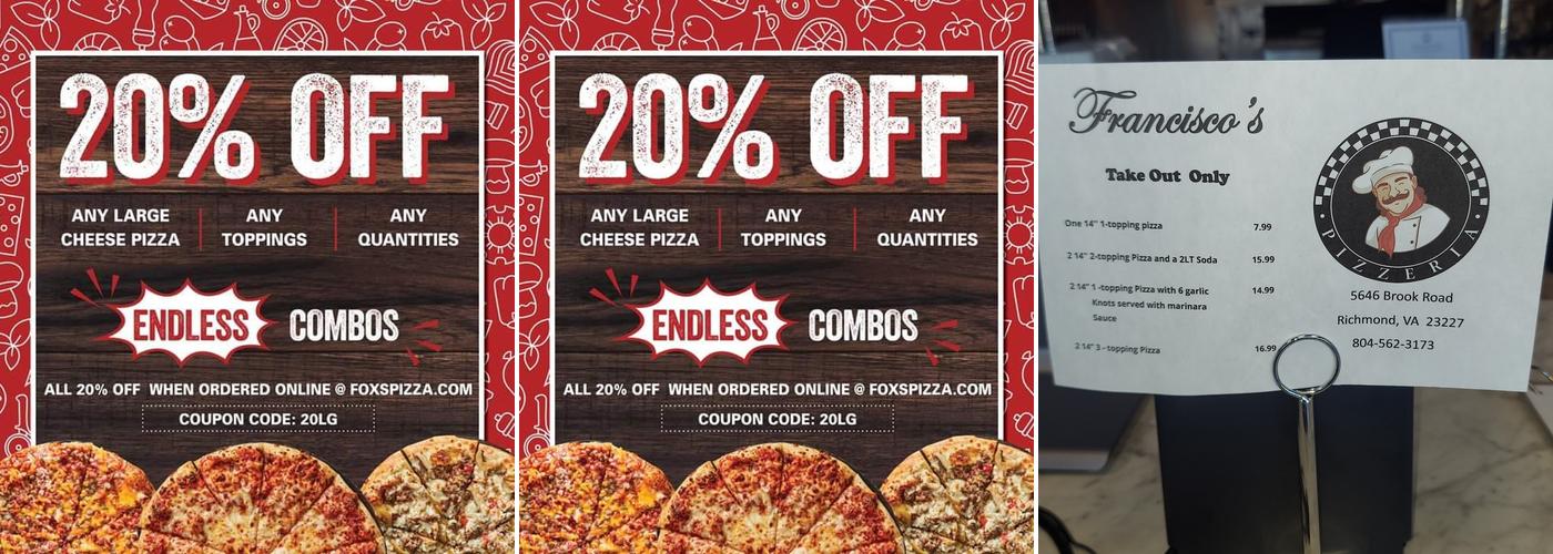 Francisco's Pizzeria Menu