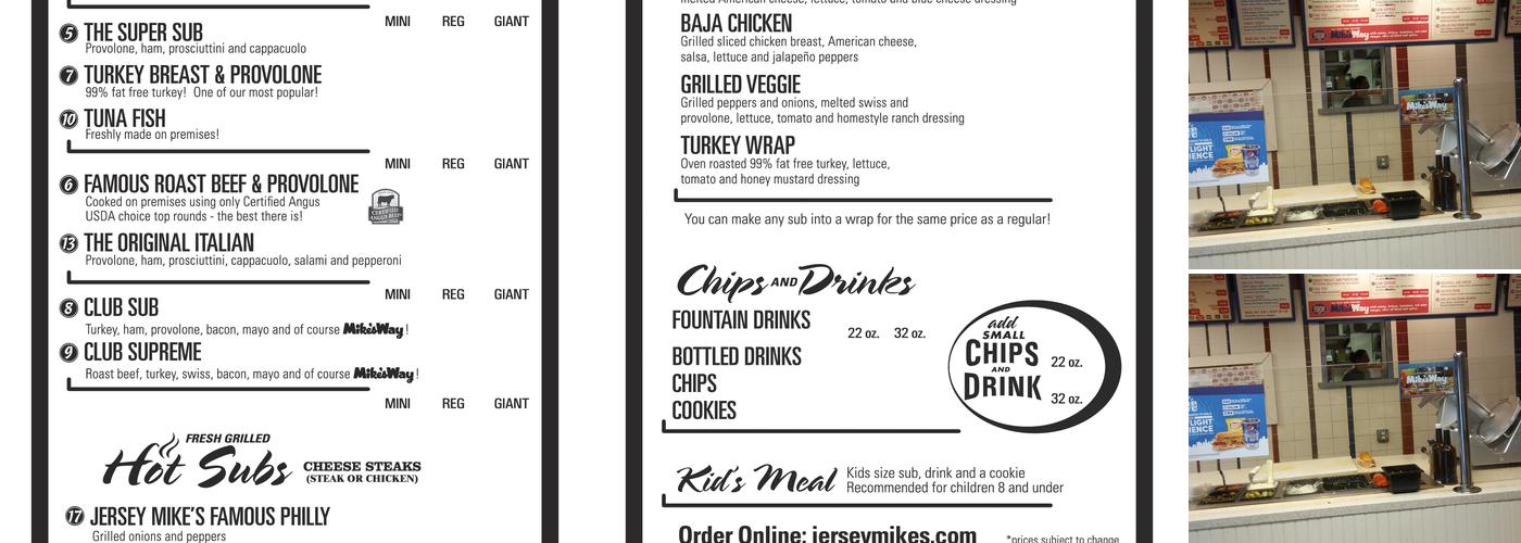 Jersey Mike's Subs Menu