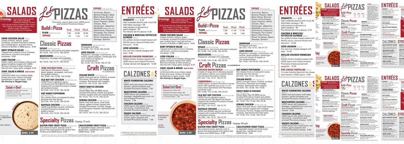 Ledo Pizza Menu