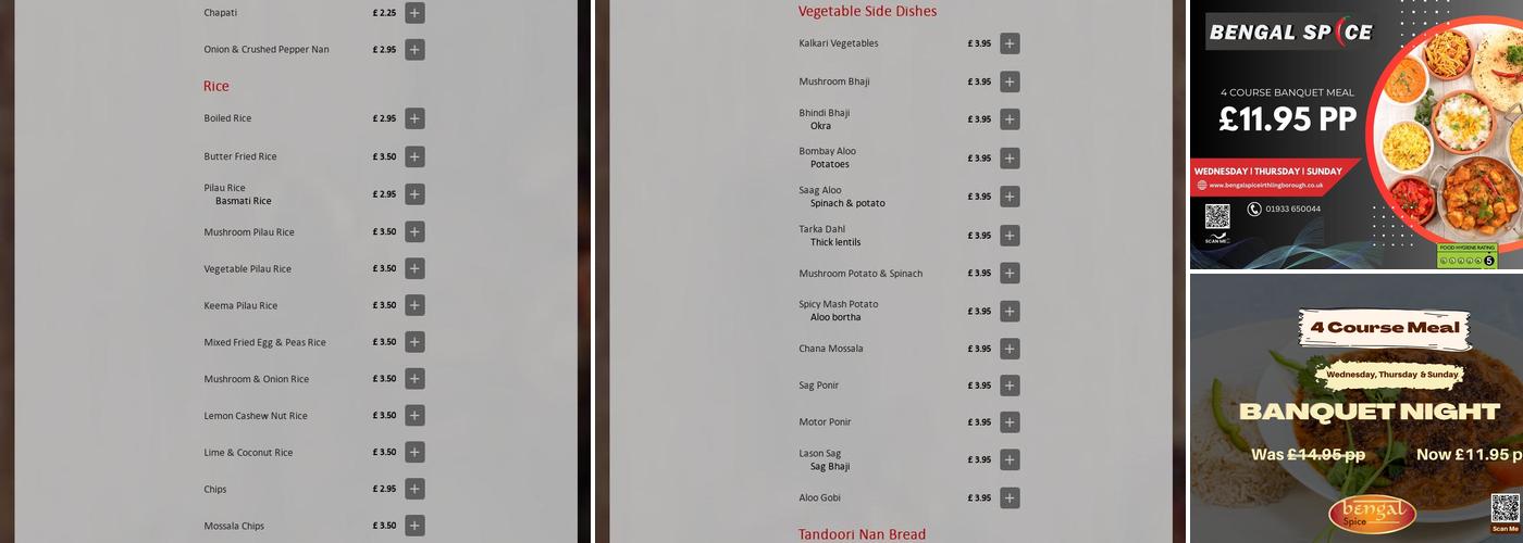 Bengal Spice Menu