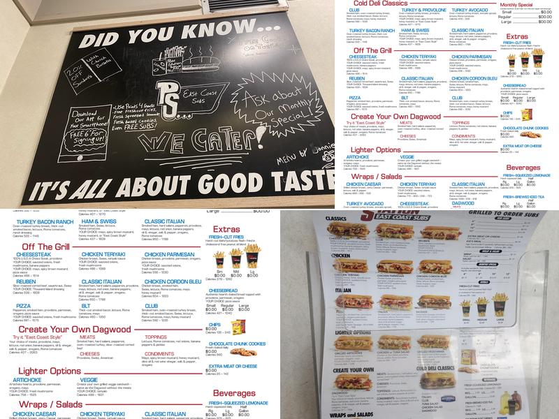 Penn Station East Coast Subs Menu