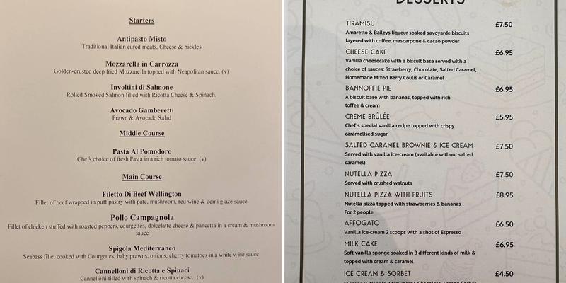 La Rocca Menu