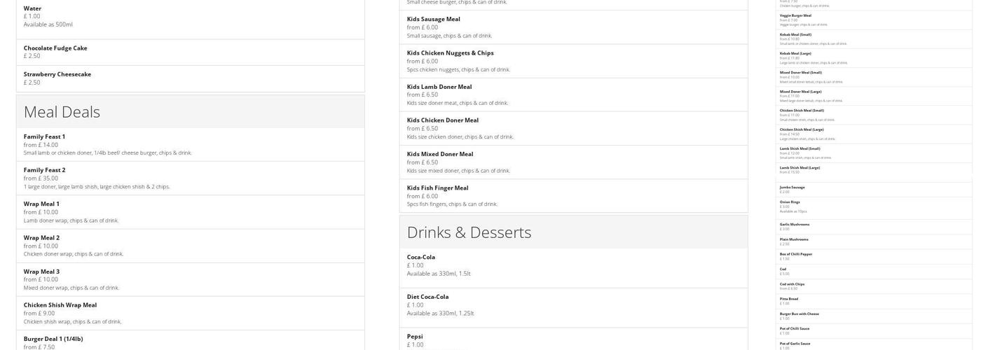 Cambridge Grill Menu