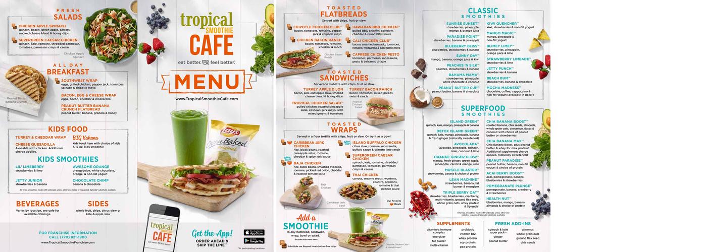 Tropical Smoothie Cafe Menu