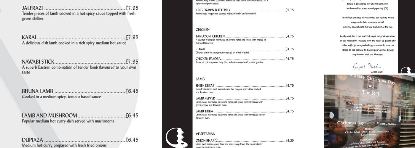 The Raj Menu