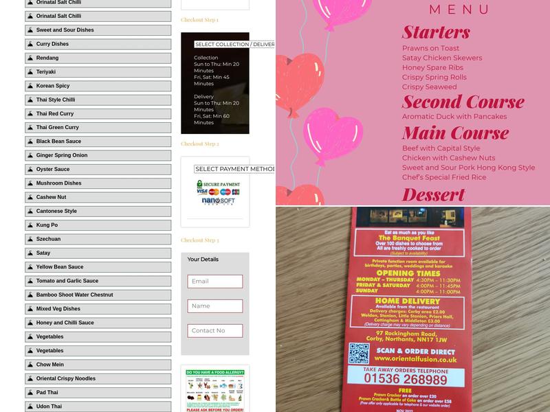 Oriental Fusion Menu