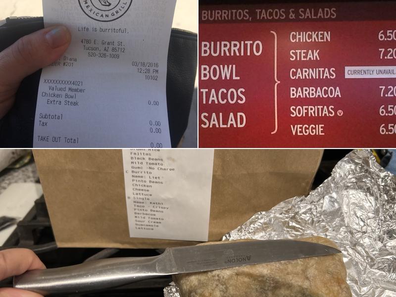 Chipotle Mexican Grill Menu