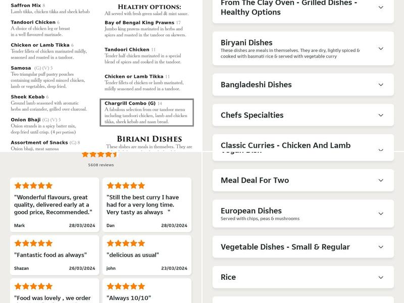 Saffron Northampton Menu