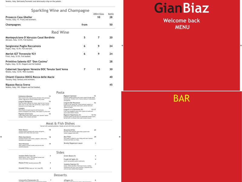 Gianbiaz Menu