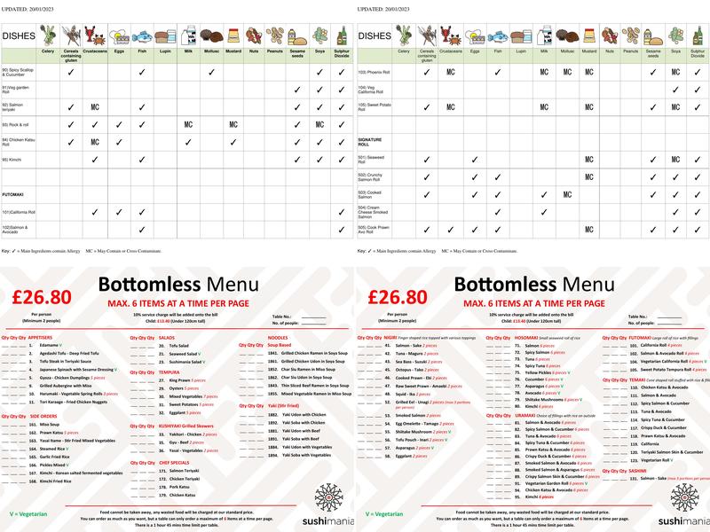 Sushimania Menu