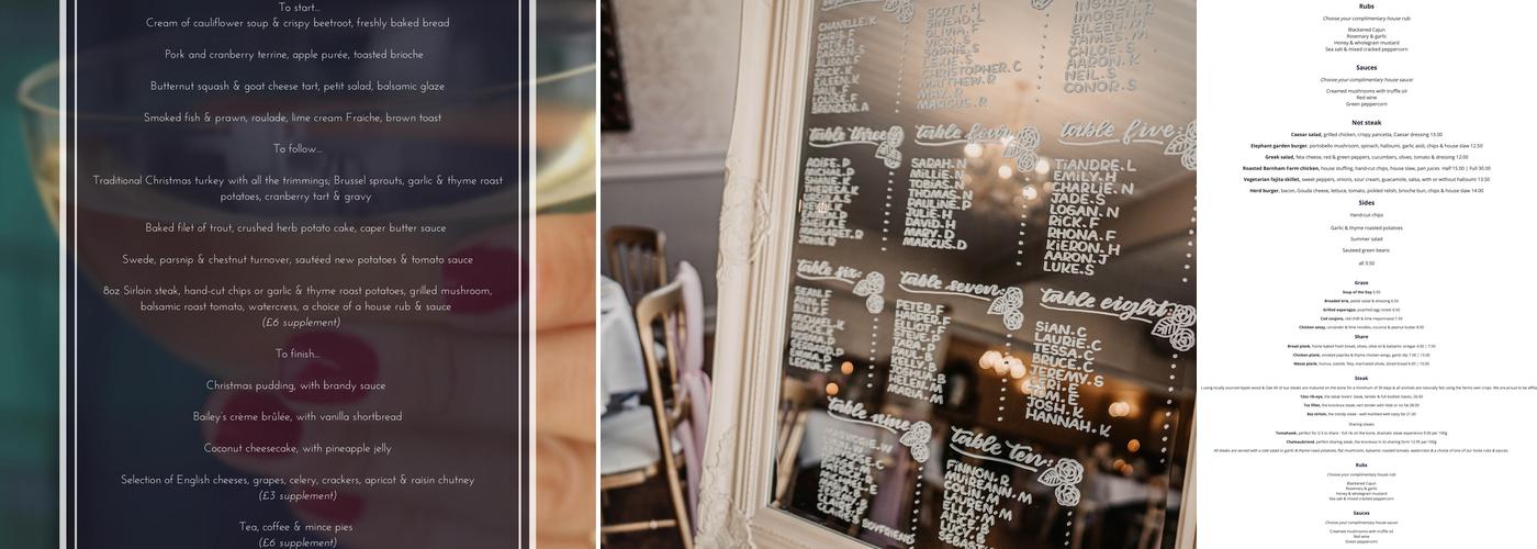 The Elephant Hotel Menu