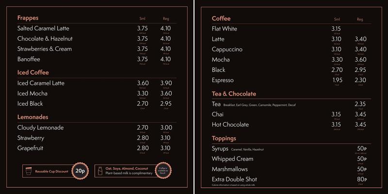 Friends Coffee House Menu