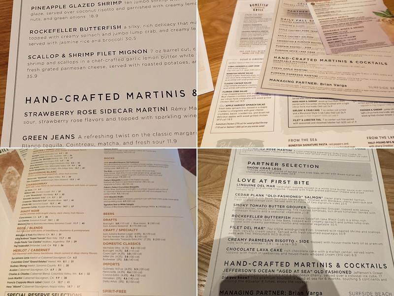 Bonefish Grill Menu